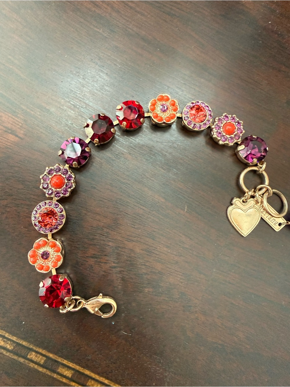 Mariana Jewelry Rose Gold Purple, Red & Orange Crystal Floral Bracelet